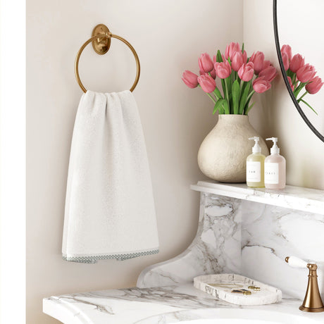 Cotton Border-Stitched 6-Piece Towel Set – Valery Collection-Bath Towels & Washcloths-Parc Decor