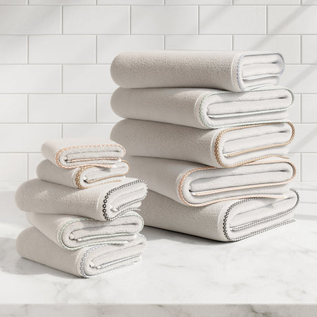 Cotton Border-Stitched 6-Piece Towel Set – Valery Collection-Bath Towels & Washcloths-Parc Decor