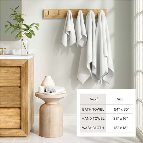 Cotton Border-Stitched 6-Piece Towel Set – Valery Collection-Bath Towels & Washcloths-Parc Decor