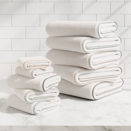 Cotton Border-Stitched 6-Piece Towel Set – Valery Collection-Bath Towels & Washcloths-Parc Decor