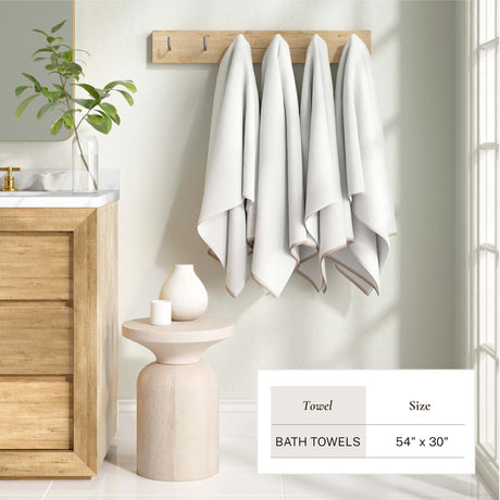 Cotton Border-Stitched 6-Piece Towel Set – Valery Collection-Bath Towels & Washcloths-Parc Decor