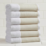 Cotton Linen-Like Border 6-Piece Towel Set - Priya Collection