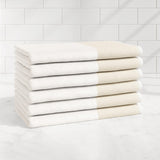 Cotton Linen-Like Border 6-Piece Towel Set – Priya Collection-Bath Towels & Washcloths-Parc Decor