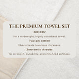 Cotton Linen-Like Border 6-Piece Towel Set – Priya Collection-Bath Towels & Washcloths-Parc Decor