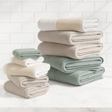 Cotton Linen-Like Border 6-Piece Towel Set – Priya Collection-Bath Towels & Washcloths-Parc Decor
