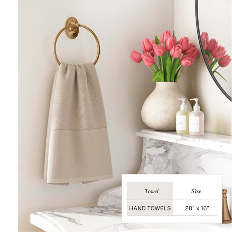 Cotton Linen-Like Border 6-Piece Towel Set – Priya Collection-Bath Towels & Washcloths-Parc Decor