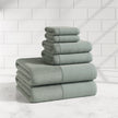 Cotton Linen-Like Border 6-Piece Towel Set – Priya Collection-Bath Towels & Washcloths-Parc Decor