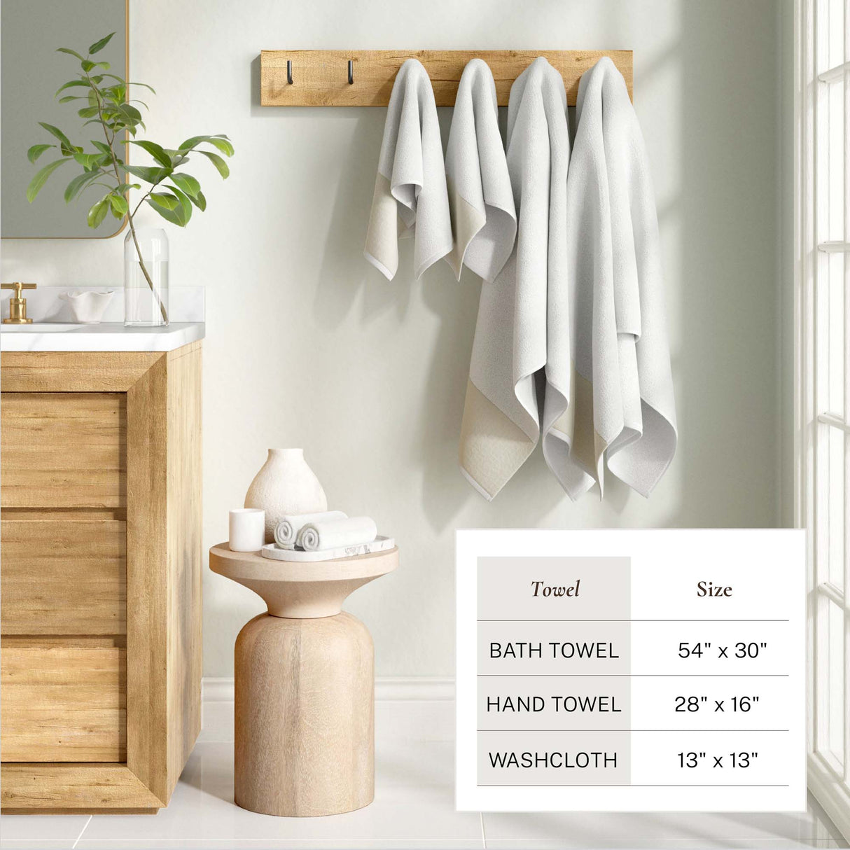 Cotton Linen-Like Border 6-Piece Towel Set – Priya Collection-Bath Towels & Washcloths-Parc Decor