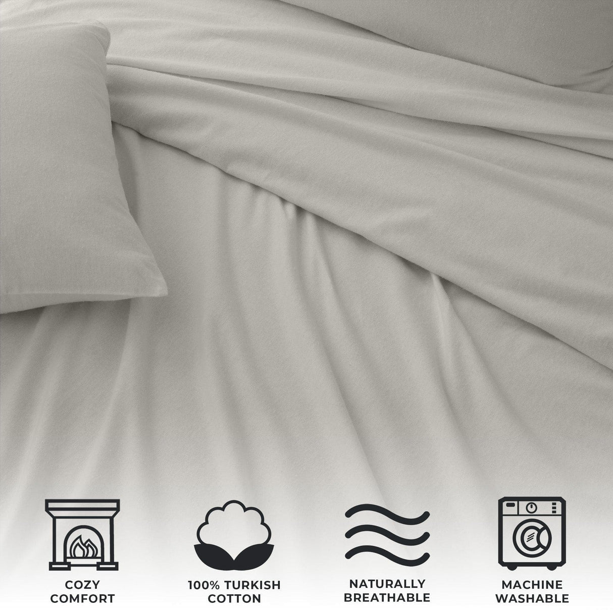 Cotton Solid Flannel Sheet - Nordic Collection
