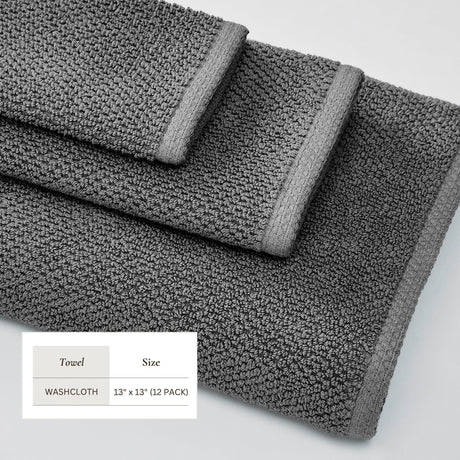 Cotton Textured Bath Towel Set – Acacia Collection-Bath Towels & Washcloths-Parc Decor