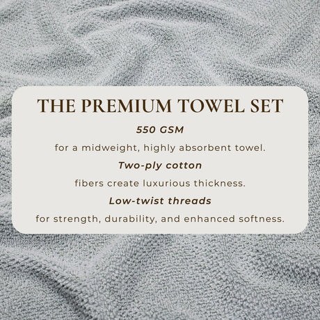 Cotton Textured Bath Towel Set – Acacia Collection-Bath Towels & Washcloths-Parc Decor