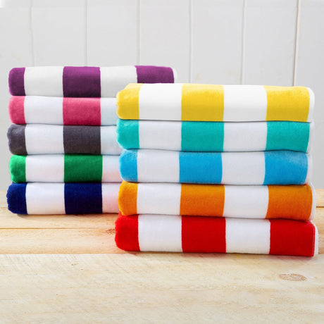 Cotton Velour Cabana Stripe Beach Towel - Novia Collection.