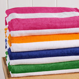 Cotton Velour Cabana Stripe Beach Towel - Novia Collection.