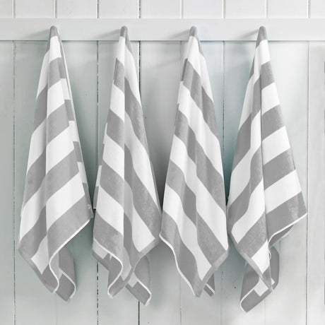 Cotton Velour Cabana Stripe Beach Towel - Novia Collection.
