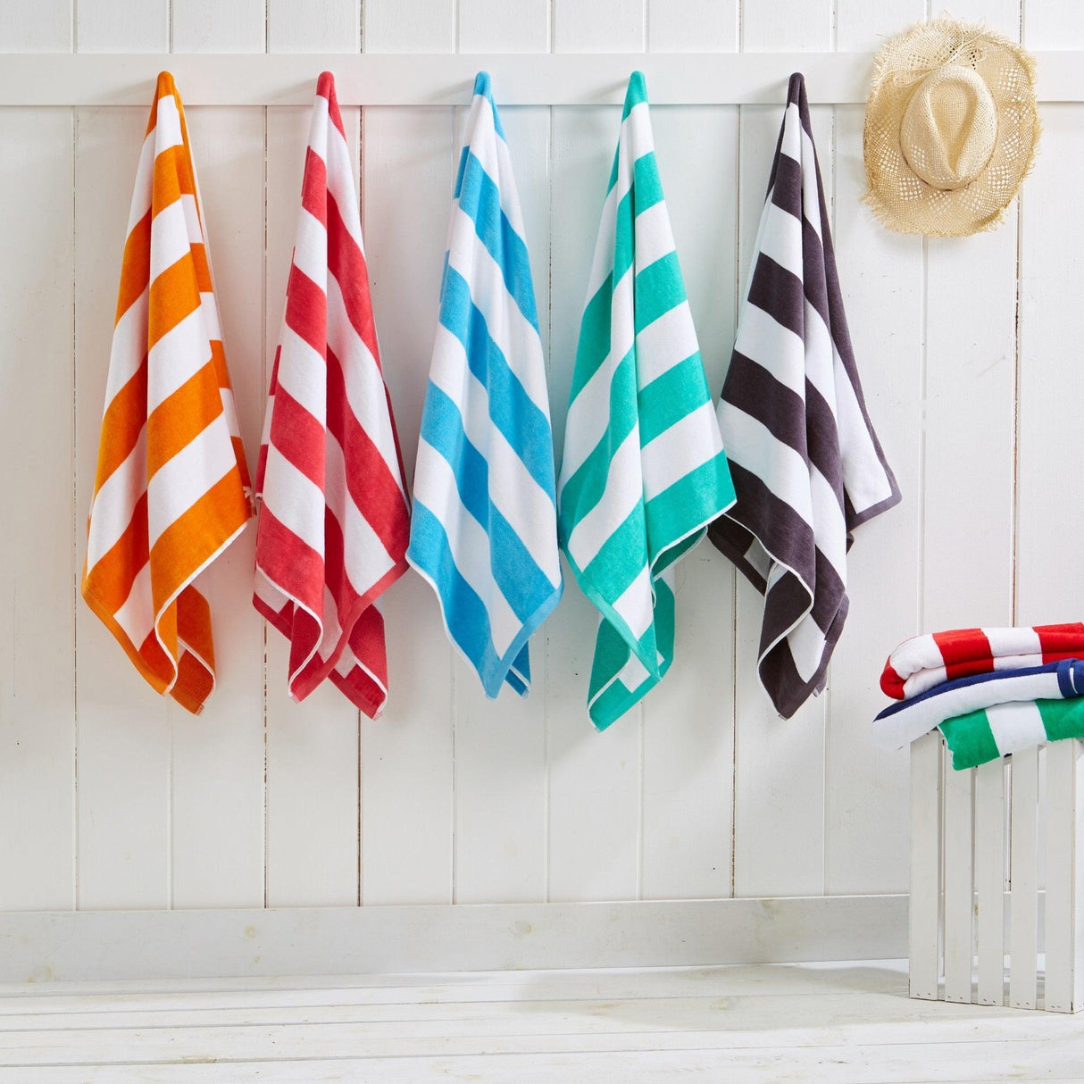 Cotton Velour Cabana Stripe Beach Towel - Novia Collection.