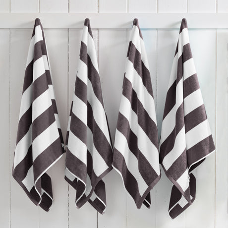 Cotton Velour Cabana Stripe Beach Towel - Novia Collection.