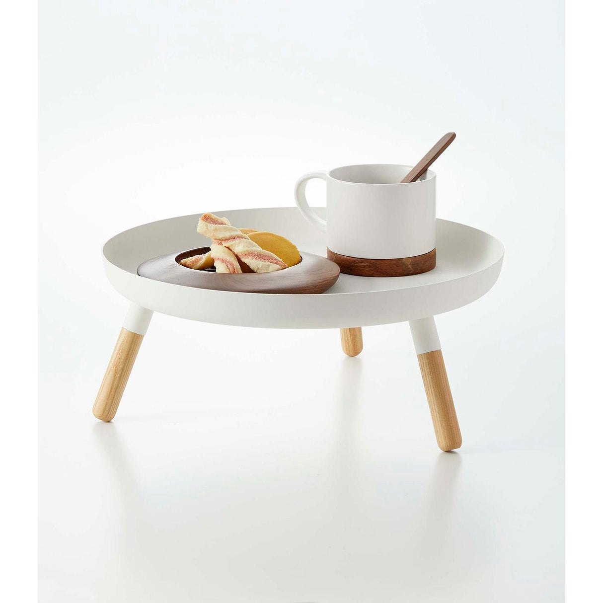 Countertop Pedestal Tray (5" H) - Steel + Wood