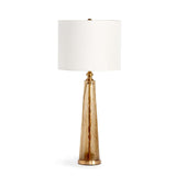 Crackled Glass Table Lamp with White Linen Shade-table lamp-Parc Decor
