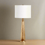 Crackled Glass Table Lamp with White Linen Shade-table lamp-Parc Decor
