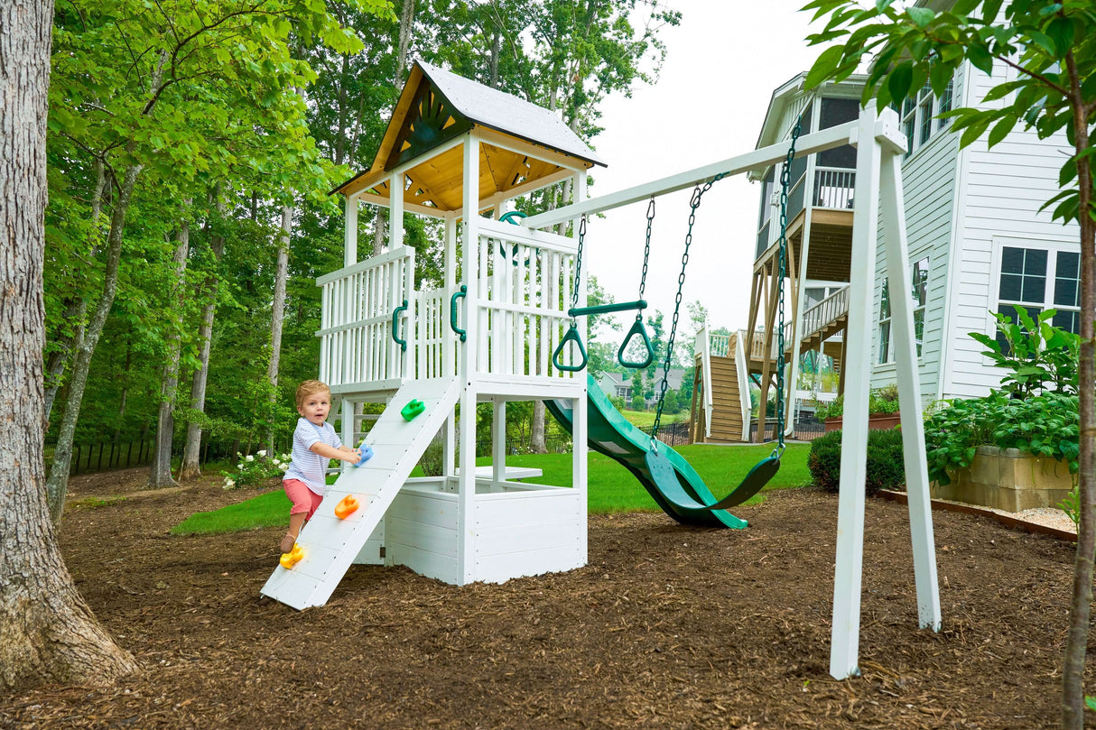 Craftsman Modern Outdoor Swing Set | Wooden Backyard Swing Frame for Kids-Outdoor-Parc Decor