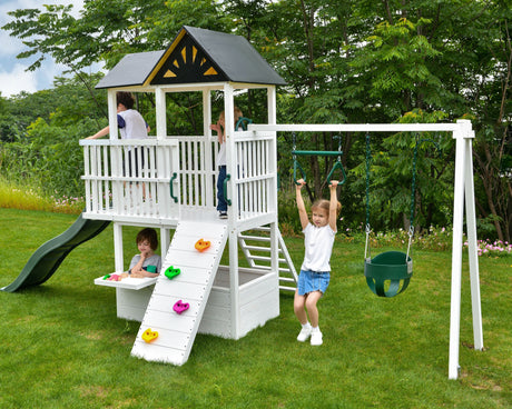 Craftsman Modern Outdoor Swing Set – Wooden Backyard Swing Frame for Kids-Outdoor-Parc Decor