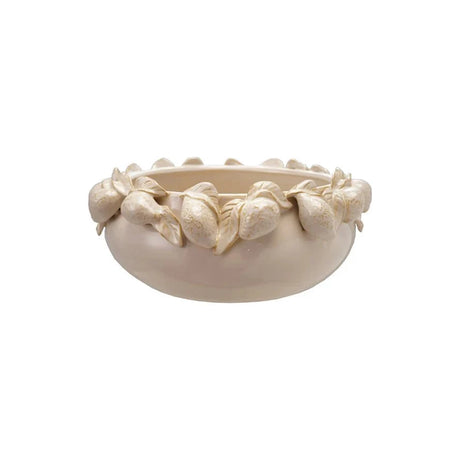 Cream Stoneware Bowl with Lemons – Decorative Accent-Bowls and Trays-Parc Decor