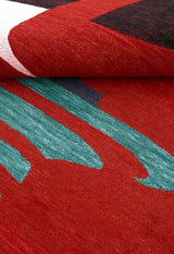 Crimson Eclipse Red And Black Hand Tufted 5x8 Wool Area Rug