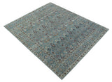 Crown Custom Made Traditional Design Blue Hand Knotted Wool Rug