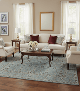Crown Custom Made Traditional Design Blue Hand Knotted Wool Rug