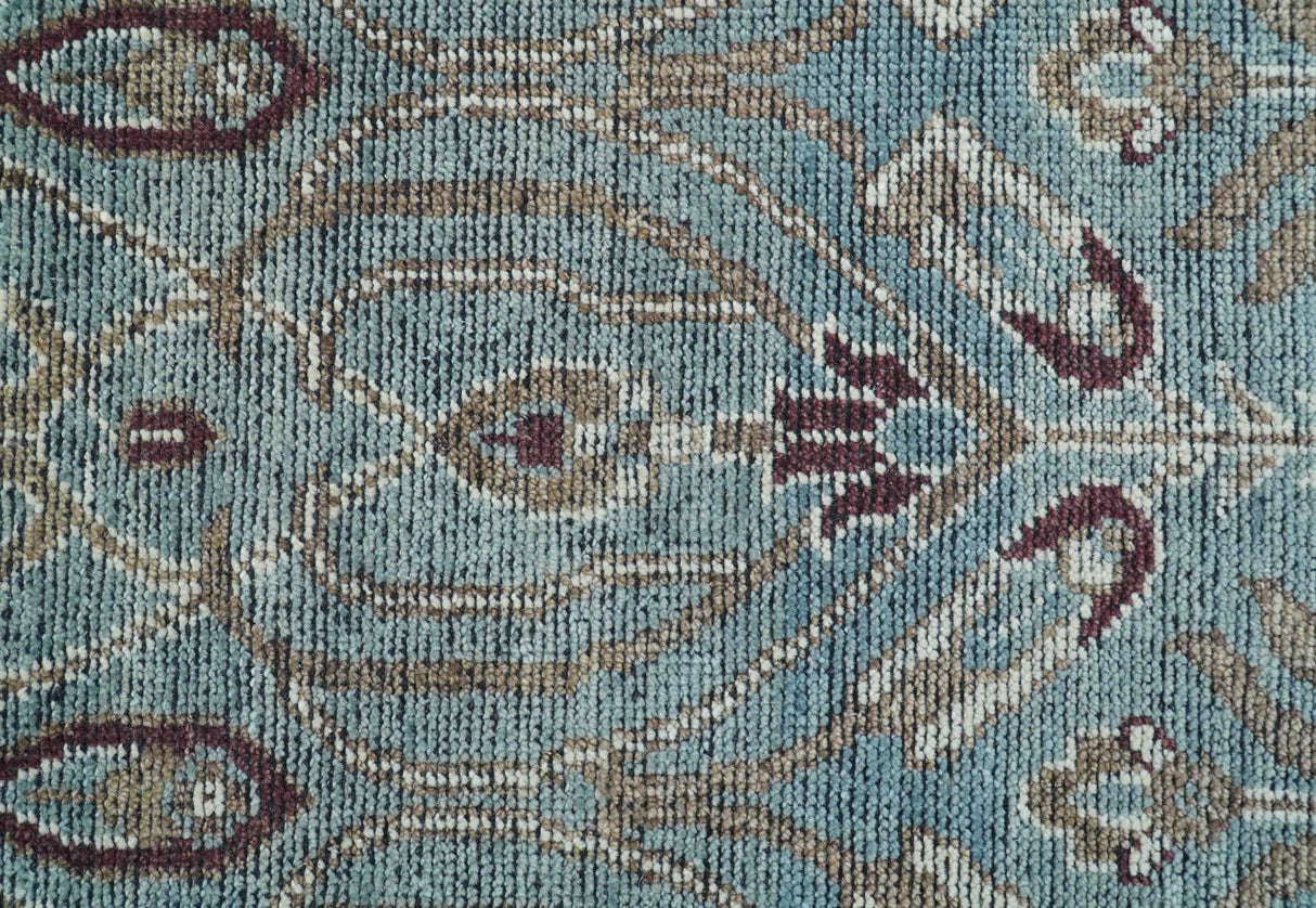 Crown Custom Made Traditional Design Blue Hand Knotted Wool Rug