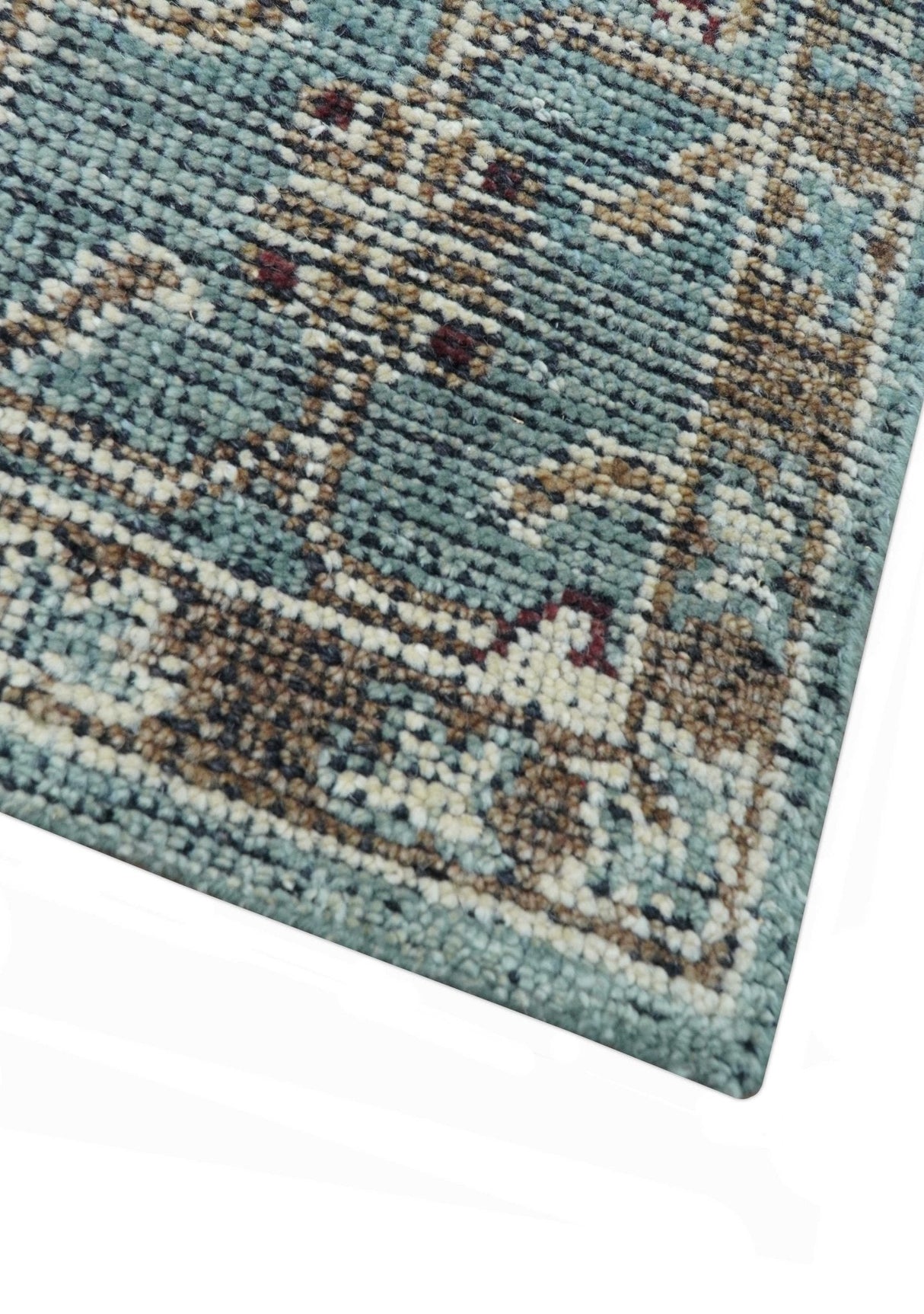 Crown Custom Made Traditional Design Blue Hand Knotted Wool Rug