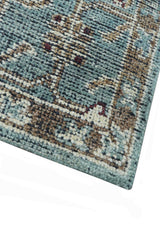 Crown Custom Made Traditional Design Blue Hand Knotted Wool Rug