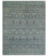 Crown Custom Made Traditional Design Blue Hand Knotted Wool Rug
