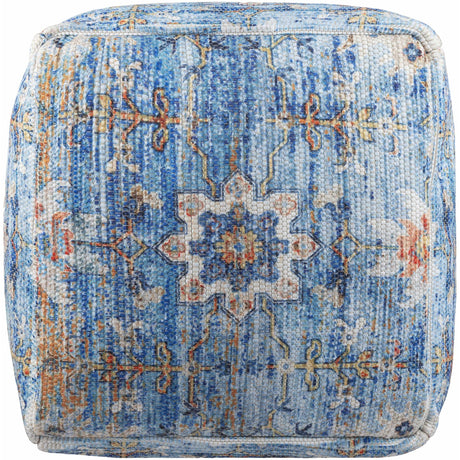 Cuddington Sky Blue Woven Pouf-Poufs-Parc Decor