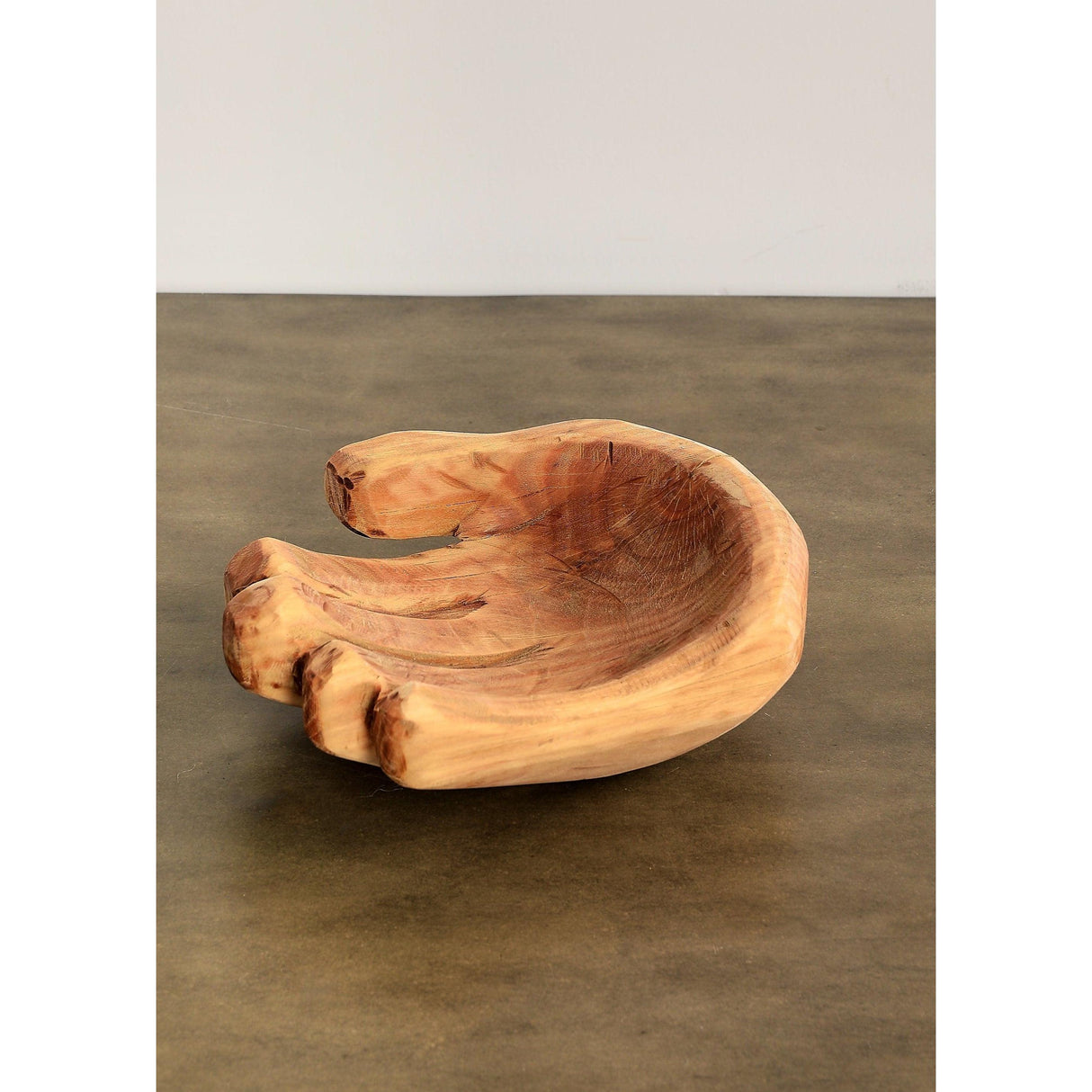 Cupped Hand Natural Eucalyptus Wood Bowl Sculpture
