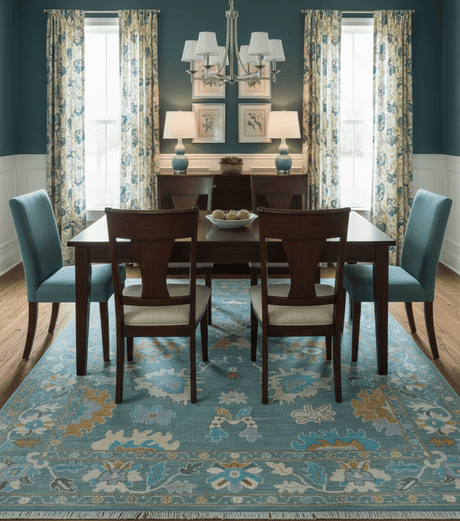 Custom Made Antique Blue Traditional Oushak Design Hand Knotted Wool Area Rug