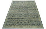Custom Made Antique Charcoal Blue Transitional Hand Knotted Wool Area Rug