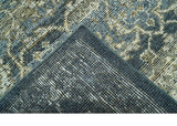 Custom Made Antique Charcoal Blue Transitional Hand Knotted Wool Area Rug