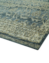 Custom Made Antique Charcoal Blue Transitional Hand Knotted Wool Area Rug