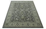 Custom Made Antique Design Charcoal and Beige Traditional Floral Hand Tufted Rug-Parc Decor