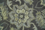 Custom Made Antique Design Charcoal and Beige Traditional Floral Hand Tufted Rug-Parc Decor