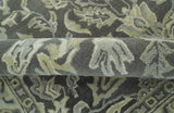 Custom Made Antique Design Charcoal and Beige Traditional Floral Hand Tufted Rug-Parc Decor