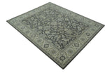 Custom Made Antique Design Charcoal and Beige Traditional Floral Hand Tufted Rug-Parc Decor