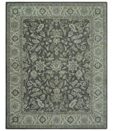 Custom Made Antique Design Charcoal and Beige Traditional Floral Hand Tufted rug
