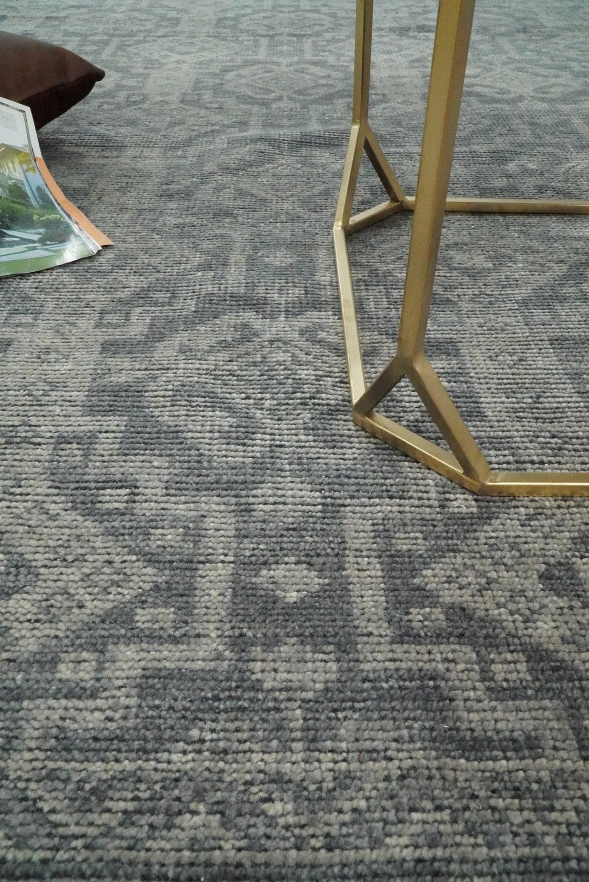 Custom Made Antique Finish Hand knotted Silver and Charcoal Wool Area Rug, Kids, Living Room and Bedroom Rug