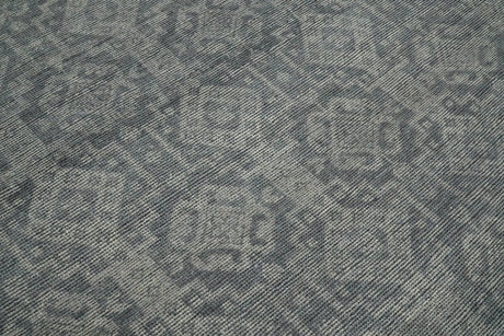 Custom Made Antique Finish Hand knotted Silver and Charcoal Wool Area Rug, Kids, Living Room and Bedroom Rug