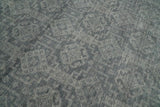 Custom Made Antique Finish Hand knotted Silver and Charcoal Wool Area Rug, Kids, Living Room and Bedroom Rug
