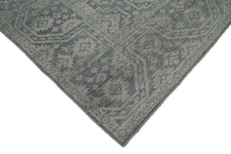 Custom Made Antique Finish Hand knotted Silver and Charcoal Wool Area Rug, Kids, Living Room and Bedroom Rug
