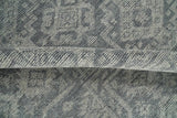 Custom Made Antique Finish Hand knotted Silver and Charcoal Wool Area Rug, Kids, Living Room and Bedroom Rug