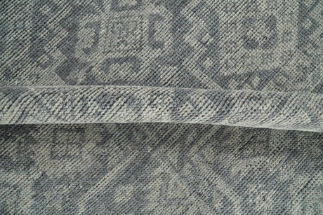 Custom Made Antique Finish Hand knotted Silver and Charcoal Wool Area Rug, Kids, Living Room and Bedroom Rug